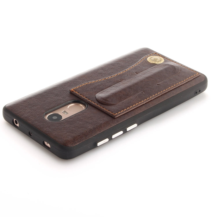 For Xiaomi  Redmi Note 4 TPU + Leather Pasted Litchi Texture Protective Back Case with Holder & Card Slots