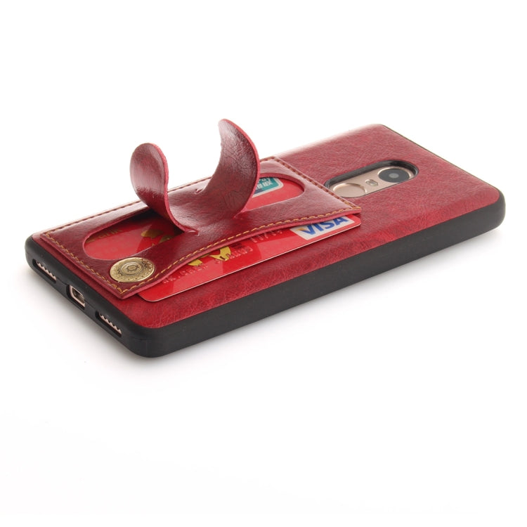 For Xiaomi  Redmi Note 4 TPU + Leather Pasted Litchi Texture Protective Back Case with Holder & Card Slots