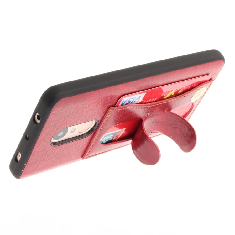 For Xiaomi  Redmi Note 4 TPU + Leather Pasted Litchi Texture Protective Back Case with Holder & Card Slots