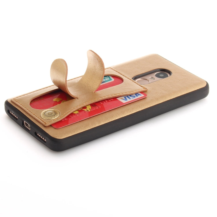 For Xiaomi  Redmi Note 4X TPU + Leather Pasted Litchi Texture Protective Back Case with Holder & Card Slots