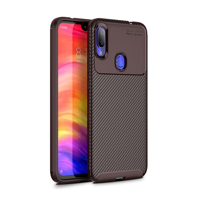Carbon Fiber Texture Shockproof TPU Case for Xiaomi Redmi Note 7 (Brown)