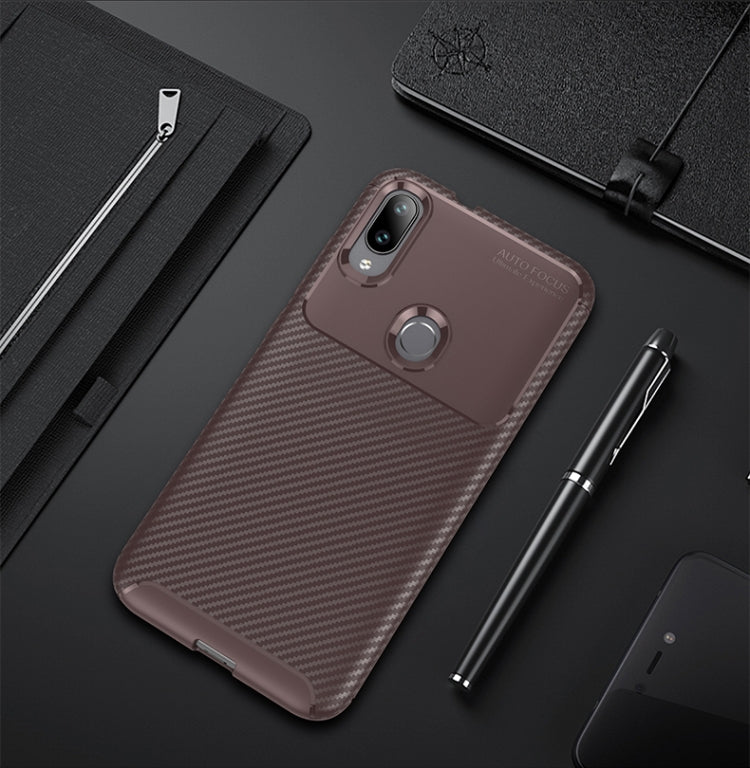 Carbon Fiber Texture Shockproof TPU Case for Xiaomi Play (Brown)