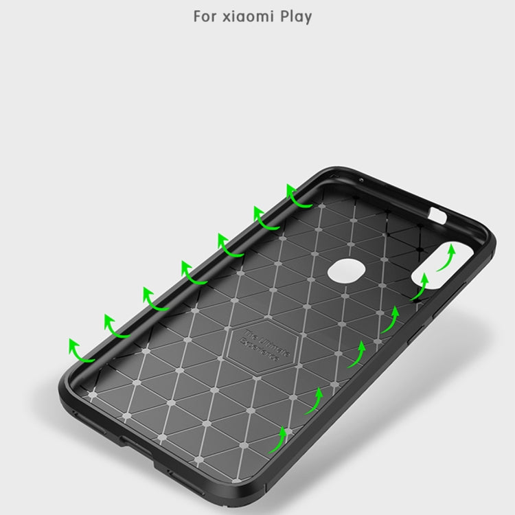 Carbon Fiber Texture Shockproof TPU Case for Xiaomi Play (Brown)