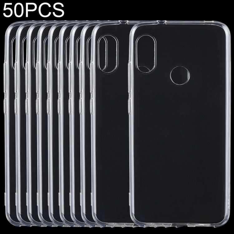 50 PCS Shockproof TPU Protective Back Case for Xiaomi Redmi 6 Pro / A2 Lite(Transparent)