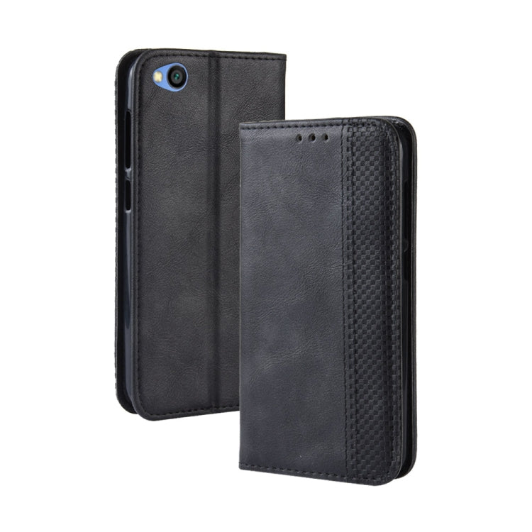 Magnetic Buckle Retro Texture Horizontal Flip Leather Case for Xiaomi Redmi Go, with Holder & Card Slots & Wallet
