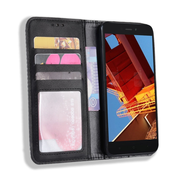 Magnetic Buckle Retro Texture Horizontal Flip Leather Case for Xiaomi Redmi Go, with Holder & Card Slots & Wallet