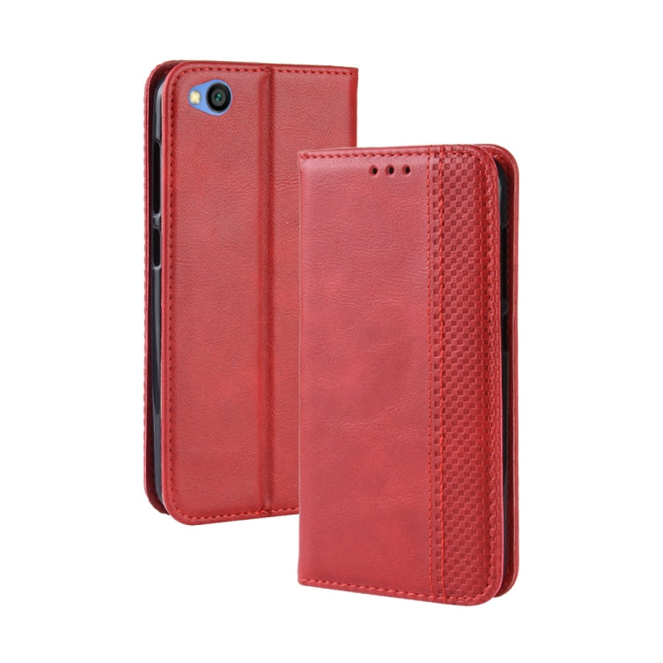 Magnetic Buckle Retro Texture Horizontal Flip Leather Case for Xiaomi Redmi Go, with Holder & Card Slots & Wallet