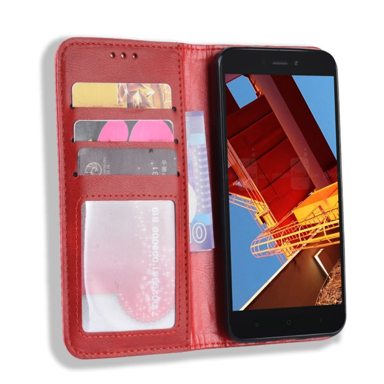 Magnetic Buckle Retro Texture Horizontal Flip Leather Case for Xiaomi Redmi Go, with Holder & Card Slots & Wallet