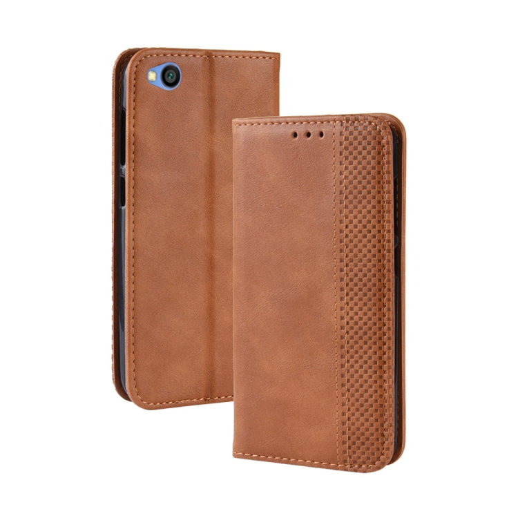 Magnetic Buckle Retro Texture Horizontal Flip Leather Case for Xiaomi Redmi Go, with Holder & Card Slots & Wallet