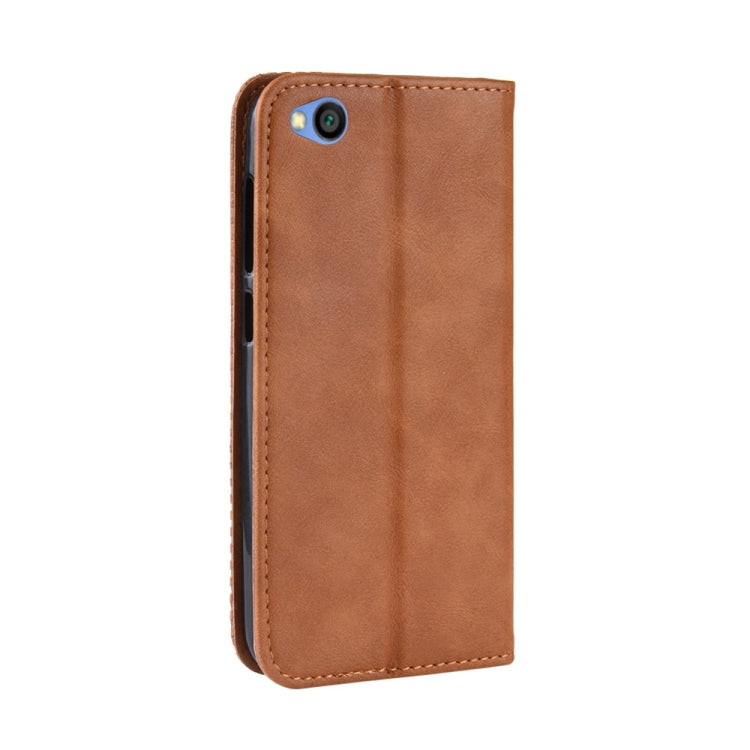 Magnetic Buckle Retro Texture Horizontal Flip Leather Case for Xiaomi Redmi Go, with Holder & Card Slots & Wallet