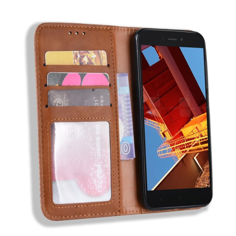 Magnetic Buckle Retro Texture Horizontal Flip Leather Case for Xiaomi Redmi Go, with Holder & Card Slots & Wallet