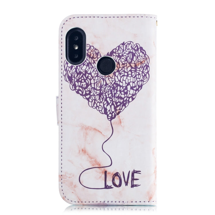 Heart + Marble Pattern Horizontal Flip Leather Case for Xiaomi Redmi 6 Pro, with Holder & Card Slots & Wallet & Lanyard