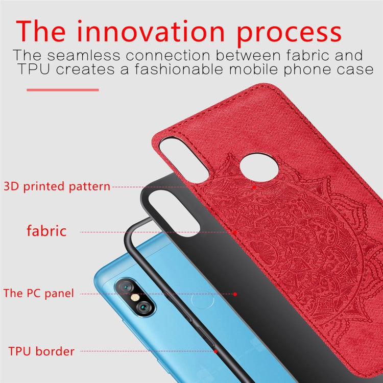 Pressed Printing Mandragora Pattern Fabric Texture TPU + PC Shockproof Case for Xiaomi Redmi Note 6 Pro