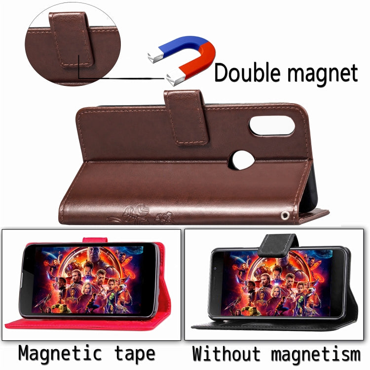 Lucky Clover Pressed Flowers Pattern Leather Case for Xiaomi Redmi Note 7, with Holder & Card Slots & Wallet & Hand Strap