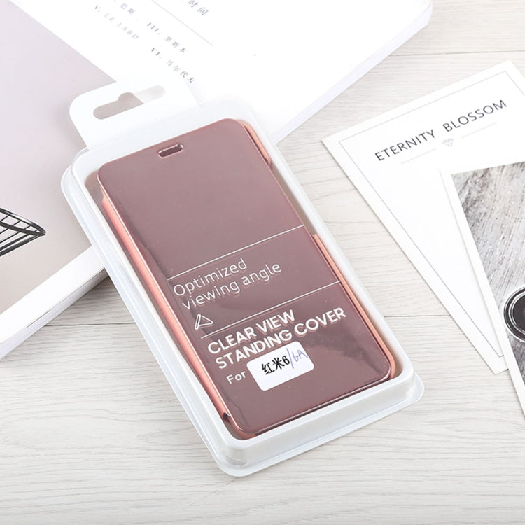 Mirror Clear View Horizontal Flip PU Leather Case for Xiaomi Redmi 6, with Holder