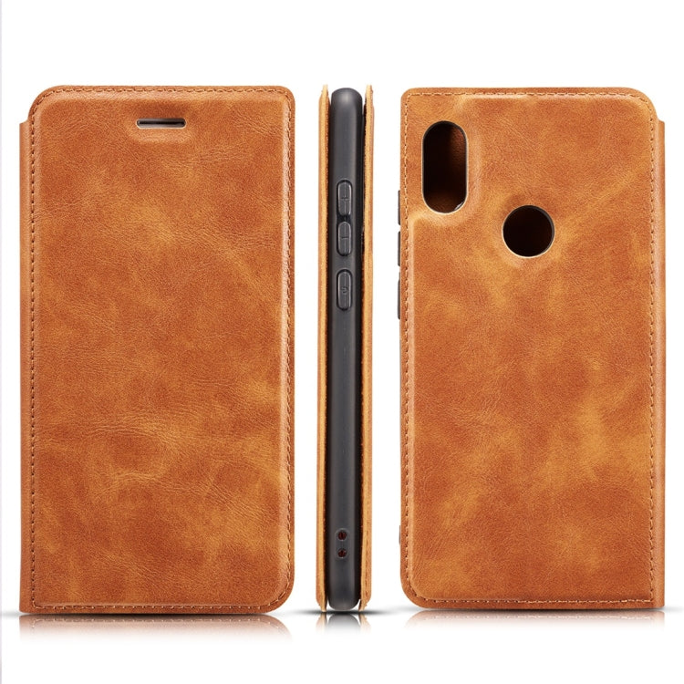Retro Simple Ultra-thin Magnetic Horizontal Flip Leather Case for Xiaomi Redmi Note 6 / Redmi Note 6 Pro, with Holder & Card Slots & Lanyard