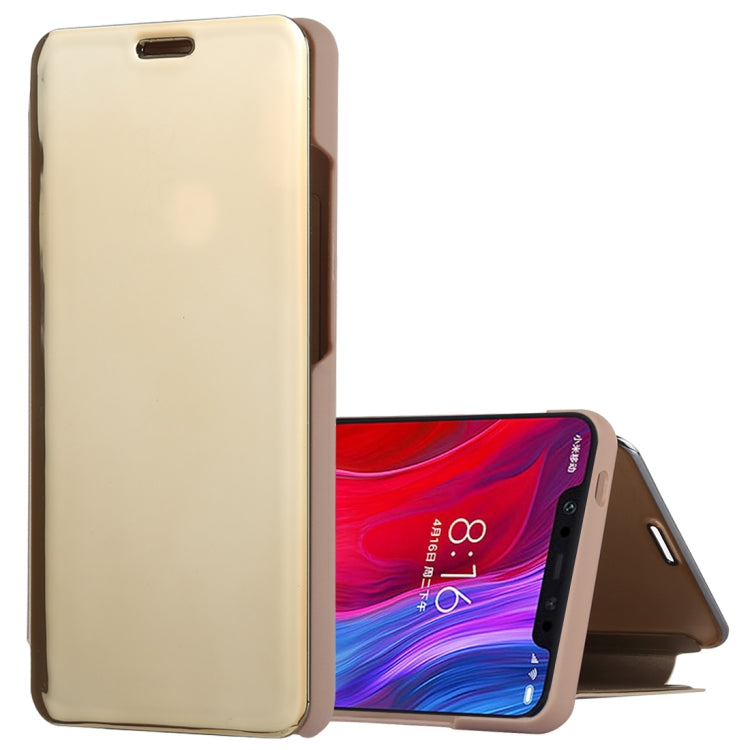 Mirror Clear View Horizontal Flip PU Leather Case for Xiaomi Mi 8, with Holder