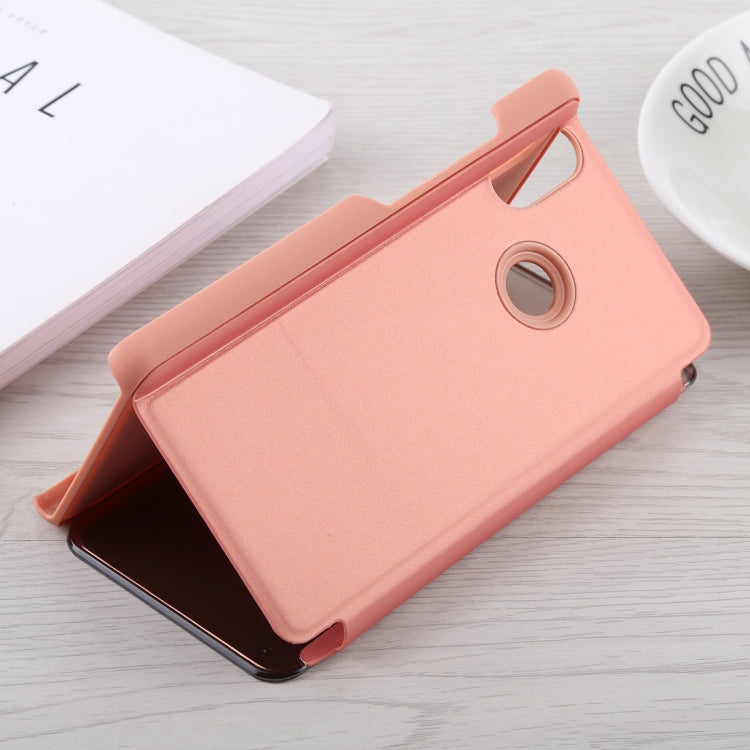 Mirror Clear View Horizontal Flip PU Leather Case for Xiaomi Mi 8, with Holder