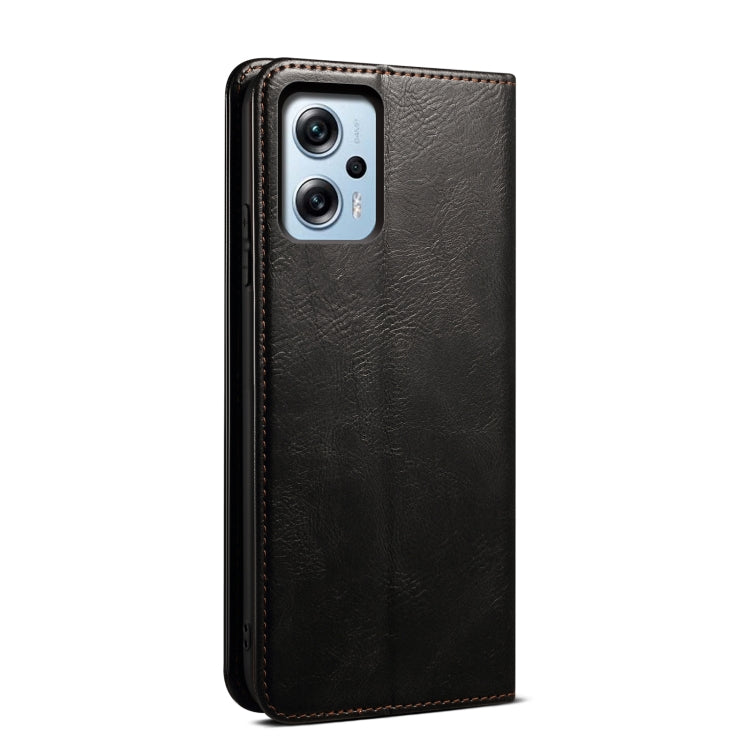 Oil Wax Crazy Horse Texture Leather Phone Case For Xiaomi Redmi Note 11T Pro+ / Note 12 T Pro / Poco X4 GT