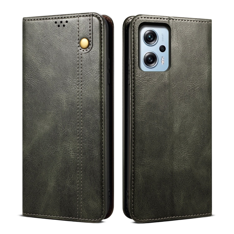 Oil Wax Crazy Horse Texture Leather Phone Case For Xiaomi Redmi Note 11T Pro+ / Note 12 T Pro / Poco X4 GT
