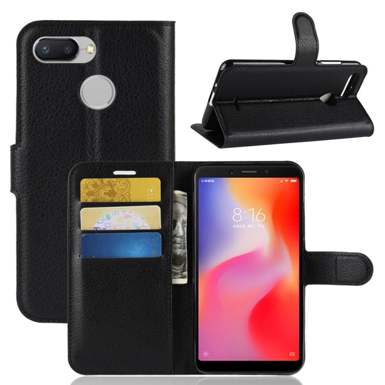 Litchi Texture Horizontal Flip Leather Case for Xiaomi Redmi 6, with Wallet & Holder & Card Slots