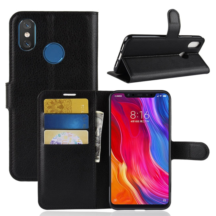 Litchi Texture Horizontal Flip Leather Case for Xiaomi Mi 8, with Wallet & Holder & Card Slots