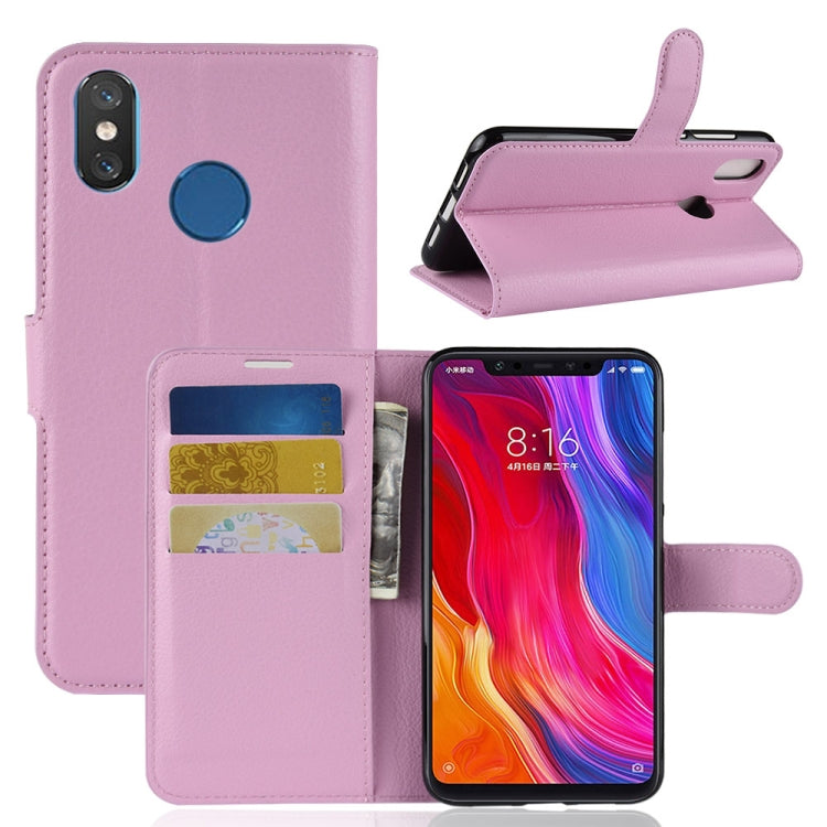 Litchi Texture Horizontal Flip Leather Case for Xiaomi Mi 8, with Wallet & Holder & Card Slots