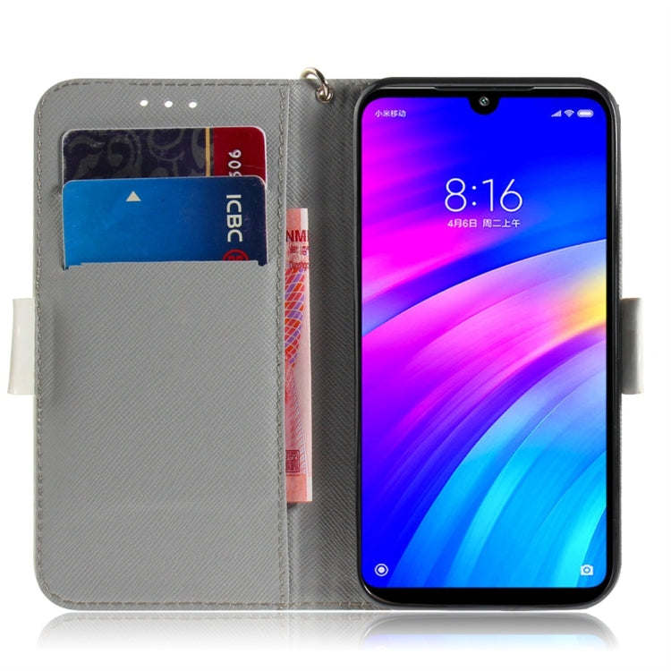 Peacock Wreath Pattern 3D Coloured Drawing Horizontal Flip Leather Case for Xiaomi Redmi 7, with Holder & Card Slots & Wallet