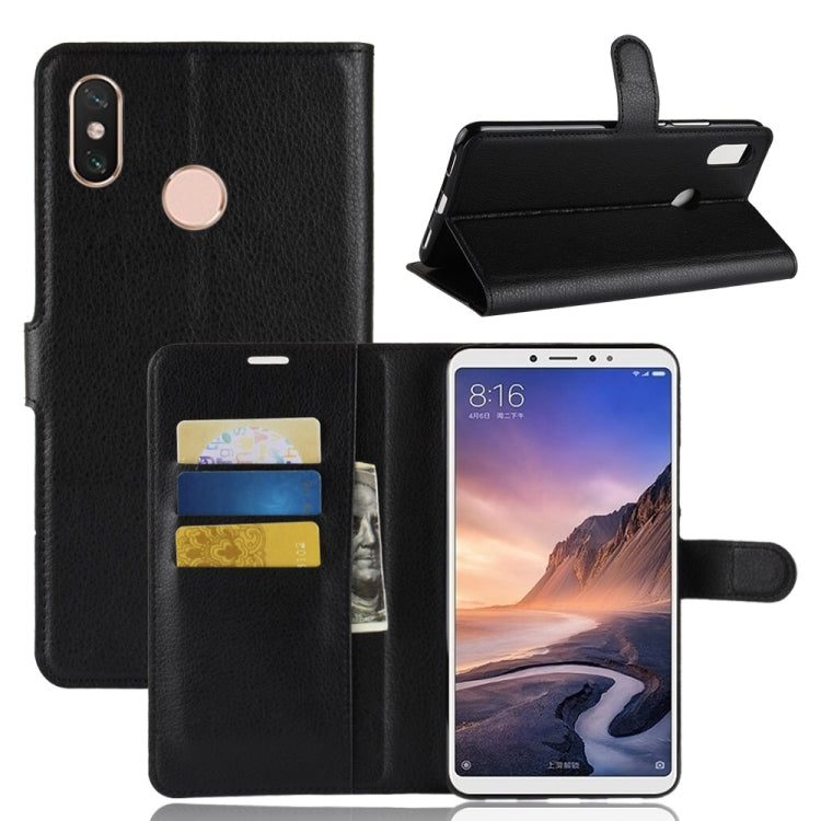 Litchi Texture Horizontal Flip Leather Case for Xiaomi Mi Max 3, with Wallet & Holder & Card Slots
