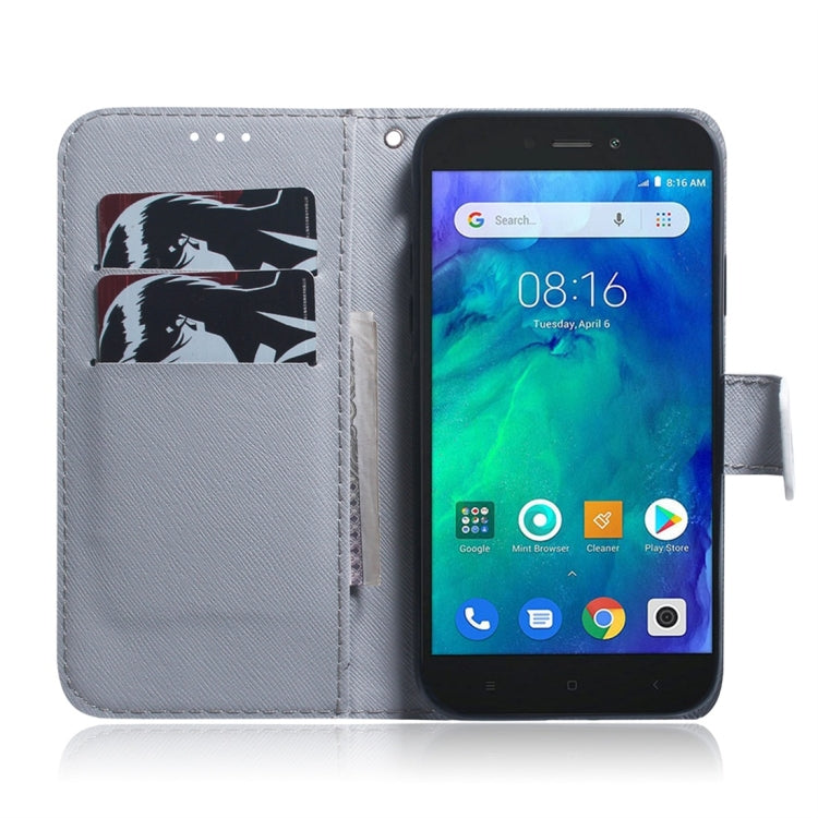 Apricot Flower Pattern Coloured Drawing Horizontal Flip Leather Case for Xiaomi Redmi Go, with Holder & Card Slots & Wallet