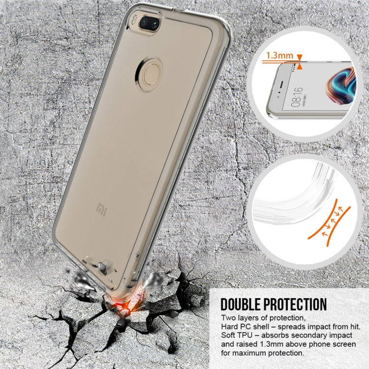 For Xiaomi  Mi A1 2 in 1 TPU+PC Electroplating Press Button Removable Transparent Protective Back Cover Case (Transparent)