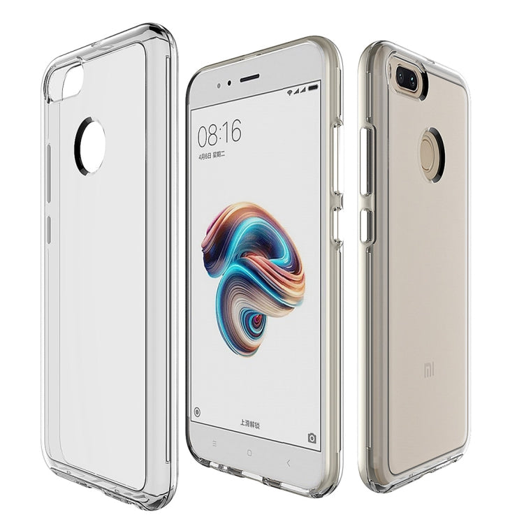 For Xiaomi  Mi A1 2 in 1 TPU+PC Electroplating Press Button Removable Transparent Protective Back Cover Case (Transparent)
