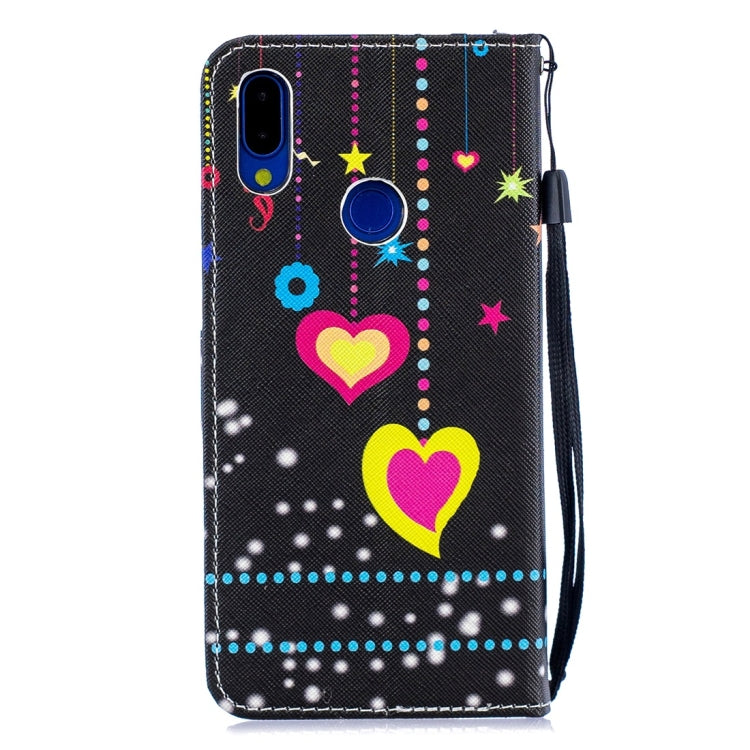 Colorful Heart Pattern Horizontal Flip Leather Case for Xiaomi Redmi Note 7, with Holder & Card Slots & Wallet