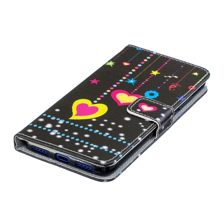 Colorful Heart Pattern Horizontal Flip Leather Case for Xiaomi Redmi Note 7, with Holder & Card Slots & Wallet