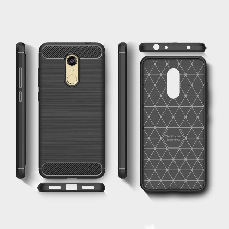For Xiaomi  Redmi 5 Plus Brushed Texture Carbon Fiber Shockproof TPU Rugged Armor Protective Case