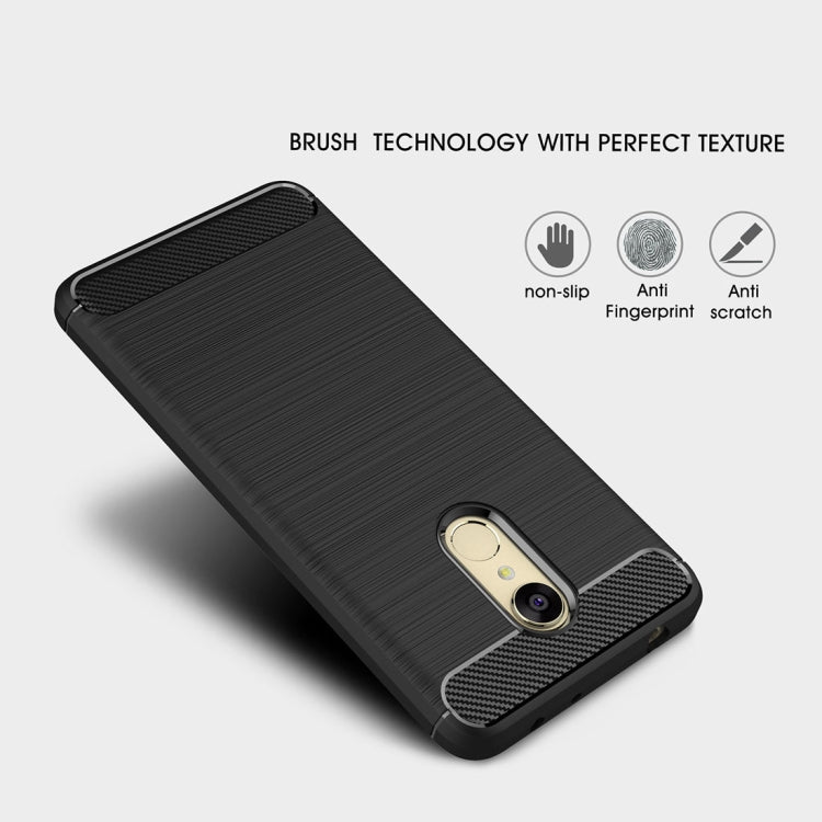 For Xiaomi  Redmi 5 Brushed Texture Carbon Fiber Shockproof TPU Rugged Armor Protective Case