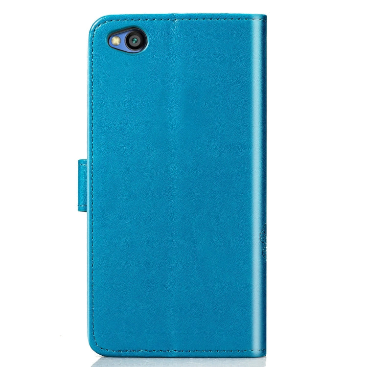 Lucky Clover Pressed Flowers Pattern Leather Case for Xiaomi Redmi Go, with Holder & Card Slots & Wallet & Hand Strap
