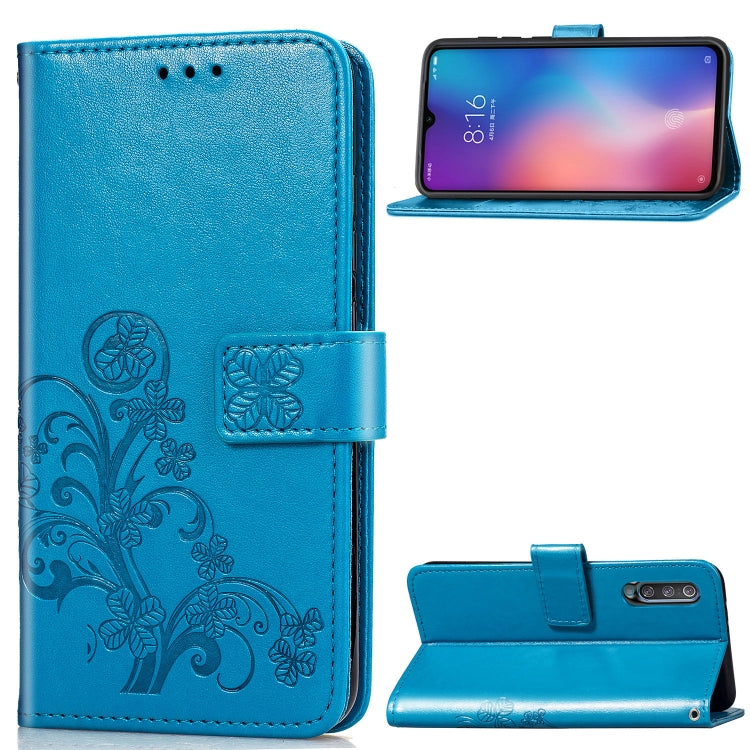 Lucky Clover Pressed Flowers Pattern Leather Case for Xiaomi Mi 9, with Holder & Card Slots & Wallet & Hand Strap