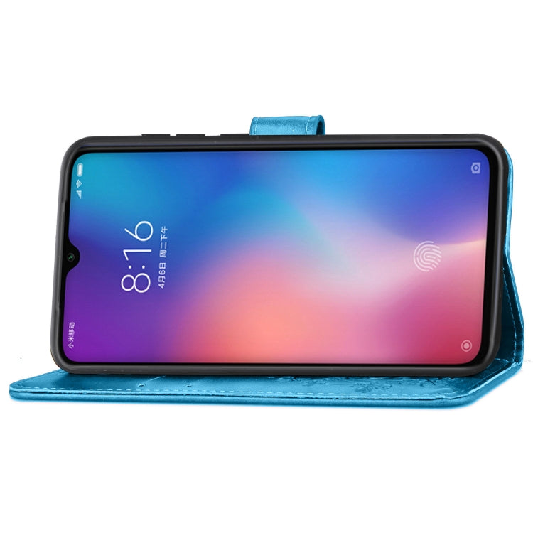 Lucky Clover Pressed Flowers Pattern Leather Case for Xiaomi Mi 9, with Holder & Card Slots & Wallet & Hand Strap