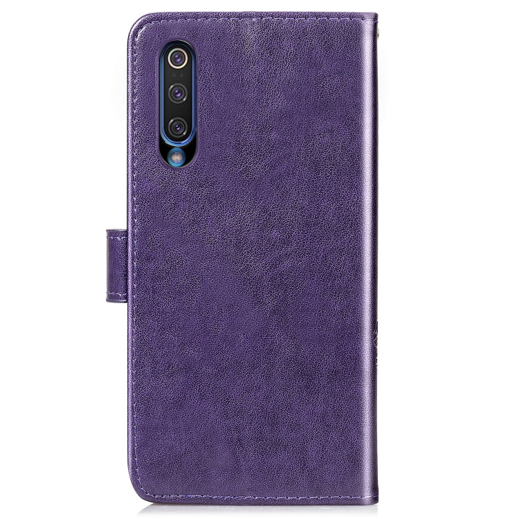 Lucky Clover Pressed Flowers Pattern Leather Case for Xiaomi Mi 9, with Holder & Card Slots & Wallet & Hand Strap