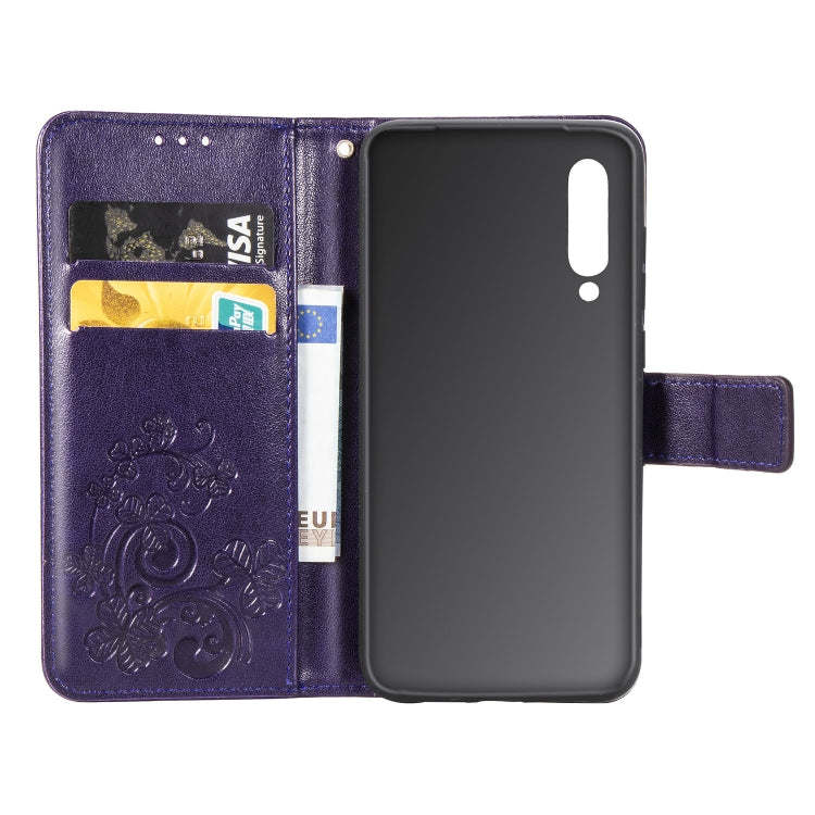 Lucky Clover Pressed Flowers Pattern Leather Case for Xiaomi Mi 9, with Holder & Card Slots & Wallet & Hand Strap