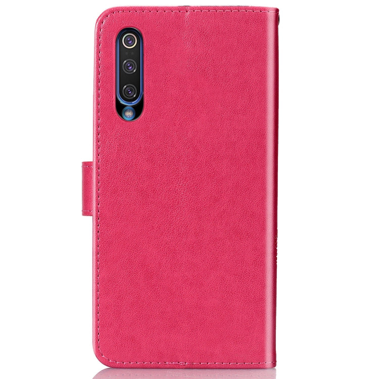 Lucky Clover Pressed Flowers Pattern Leather Case for Xiaomi Mi 9, with Holder & Card Slots & Wallet & Hand Strap