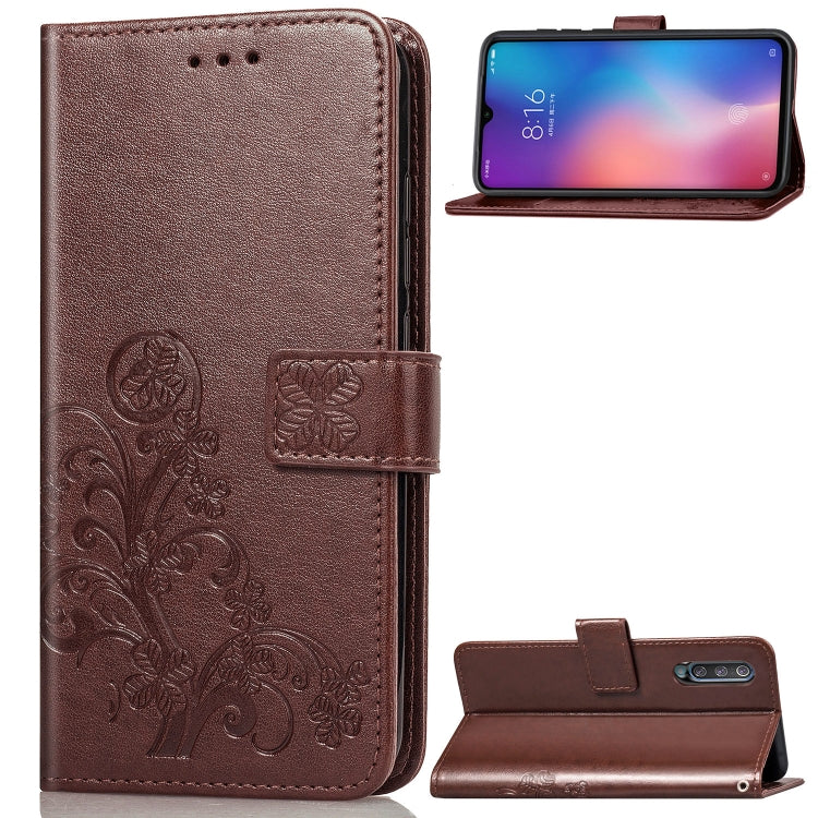 Lucky Clover Pressed Flowers Pattern Leather Case for Xiaomi Mi 9, with Holder & Card Slots & Wallet & Hand Strap