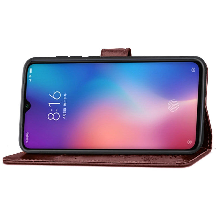 Lucky Clover Pressed Flowers Pattern Leather Case for Xiaomi Mi 9, with Holder & Card Slots & Wallet & Hand Strap