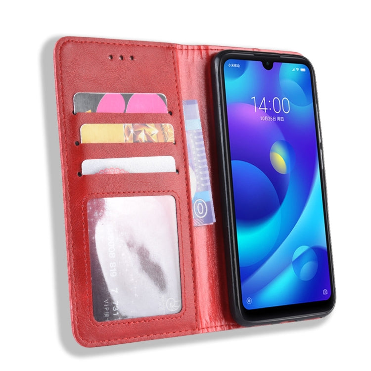 Magnetic Buckle Retro Crazy Horse Texture Horizontal Flip Leather Case for Xiaomi Redmi 7, with Holder & Card Slots & Photo Frame