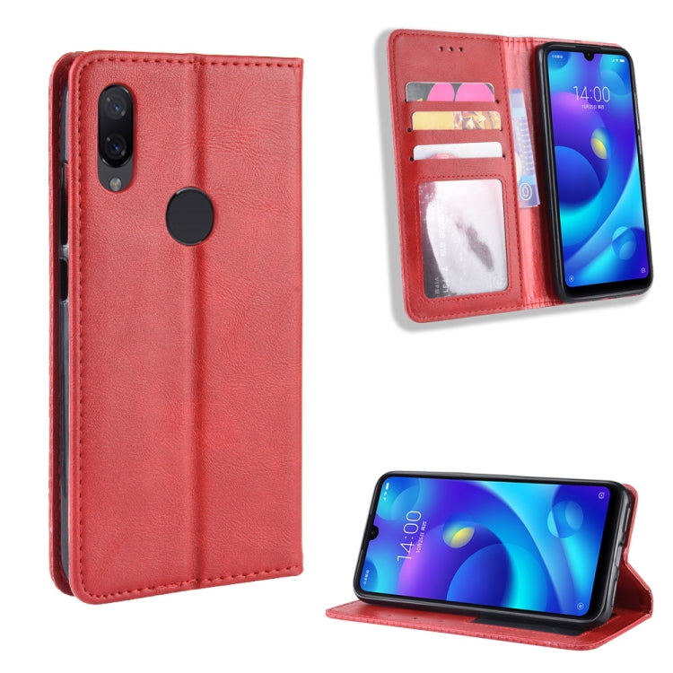 Magnetic Buckle Retro Crazy Horse Texture Horizontal Flip Leather Case for Xiaomi Redmi 7, with Holder & Card Slots & Photo Frame