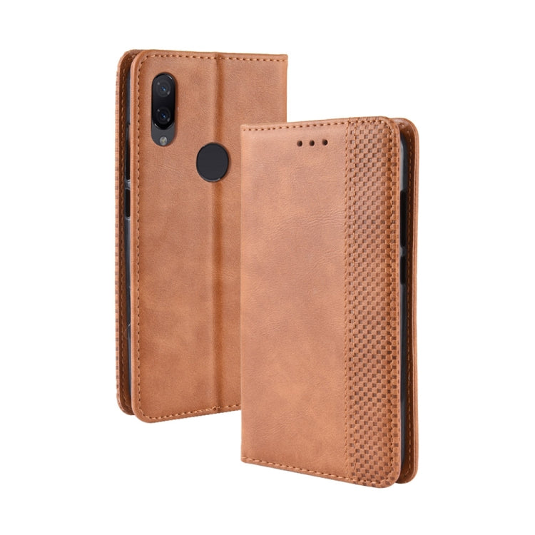 Magnetic Buckle Retro Crazy Horse Texture Horizontal Flip Leather Case for Xiaomi Redmi 7, with Holder & Card Slots & Photo Frame