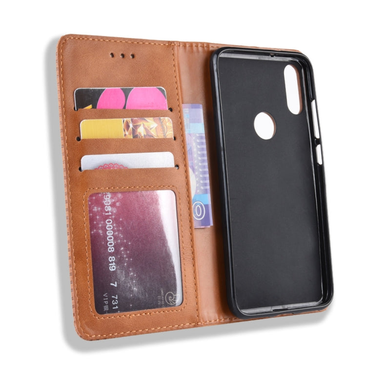 Magnetic Buckle Retro Crazy Horse Texture Horizontal Flip Leather Case for Xiaomi Redmi 7, with Holder & Card Slots & Photo Frame