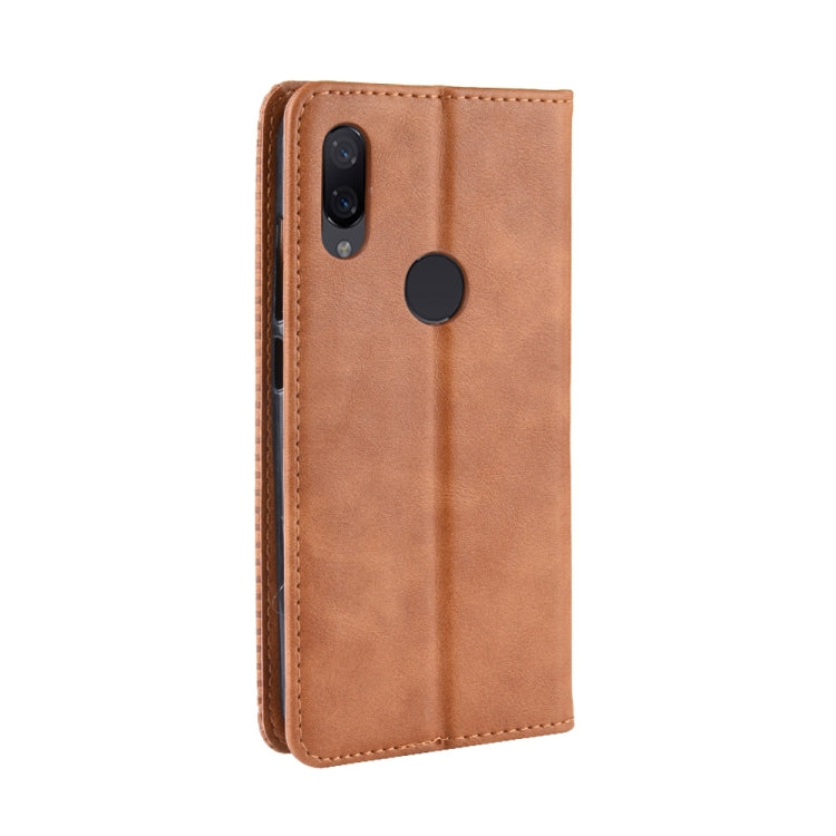 Magnetic Buckle Retro Crazy Horse Texture Horizontal Flip Leather Case for Xiaomi Redmi 7, with Holder & Card Slots & Photo Frame