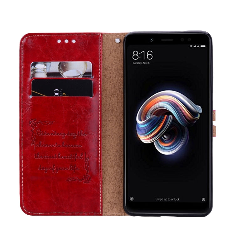 Business Style Oil Wax Texture Horizontal Flip Leather Case for Xiaomi Redmi Note 5 Pro, with Holder & Card Slots & Wallet